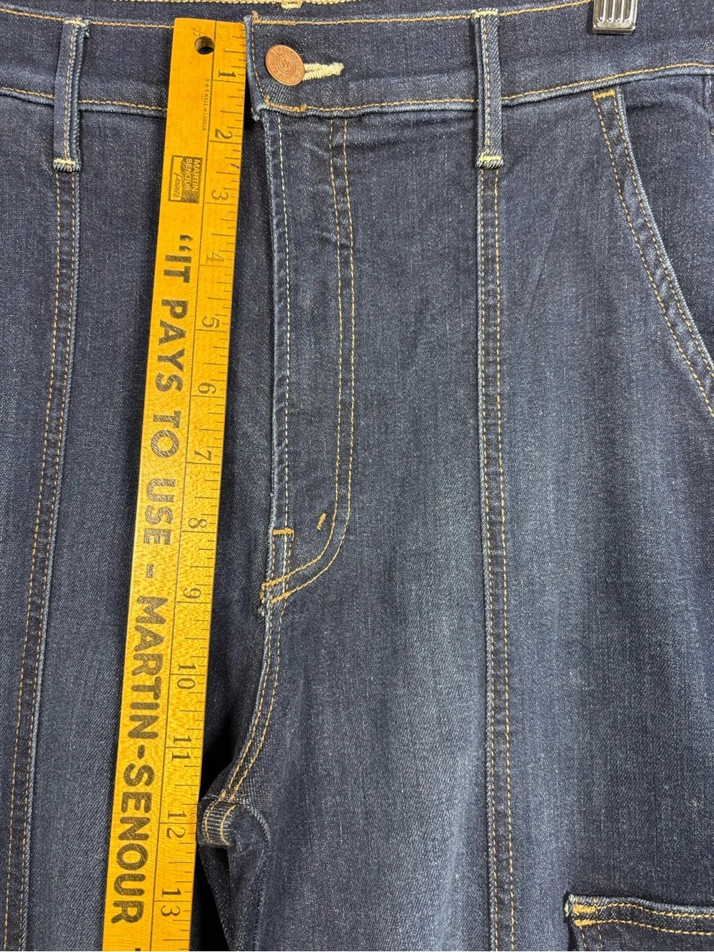 MOTHER Dark Indigo Wide-Leg Stretch Cargo Jeans Size 28 - Picture 4 of 10